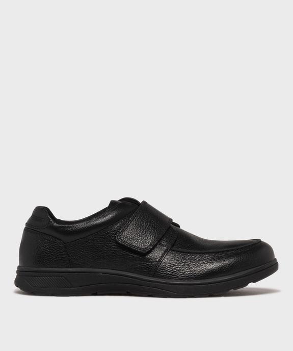 Mocassins à scratch en cuir grainé homme vue1 - G'FLEX - GEMO