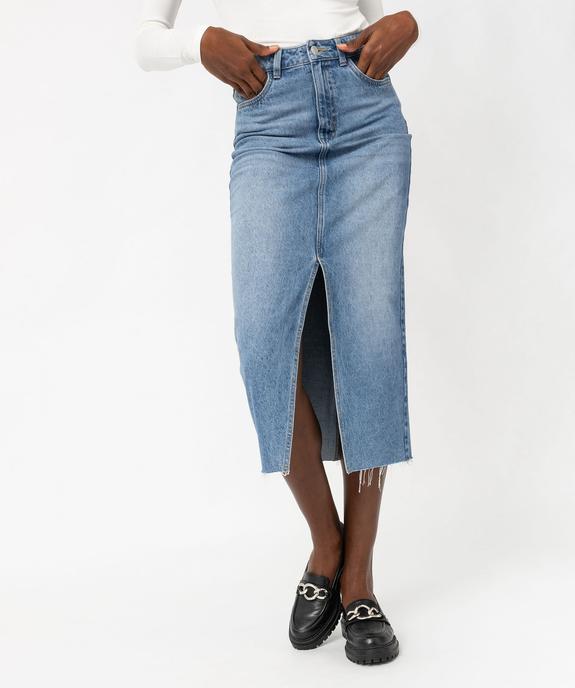 Jupe en jean longue fendue devant femme vue1 - GEMO 4G FEMME - GEMO
