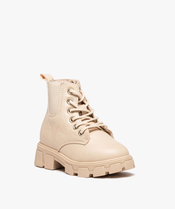 Boots fille unies à semelle épaisse crantée avec zip et lacets vue2 - PREMIER PRIX BY GEMO - GEMO