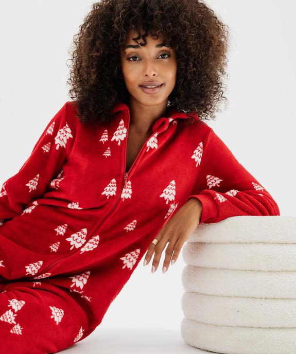 Combinaison pyjama en maille douillette motifs sapins femme vue1 - GEMO(HOMWR FEM) - GEMO