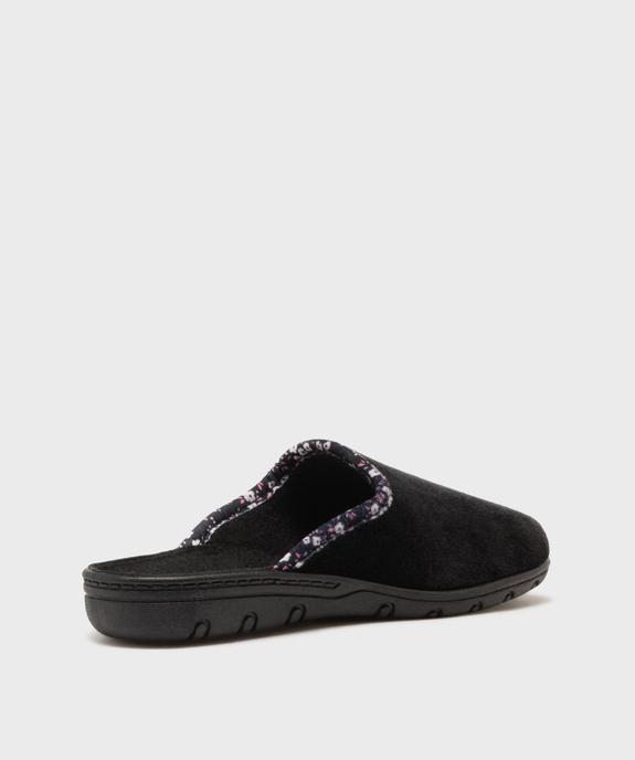 Chaussons mules en velours avec biais à motifs fleuris femme vue4 - G'FLEX - GEMO