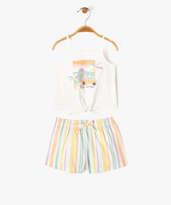 Ensemble 2 pièces short et débardeur imprimés bébé fille vue1 - GEMO 4G BEBE - GEMO