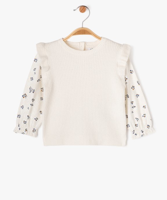 Pull 2 en 1 avec manches tee-shirt bébé fille vue1 - GEMO(BEBE DEBT) - GEMO
