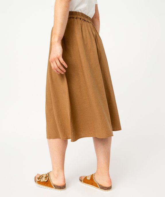Jupe midi à boutons en lin femme vue3 - GEMO 4G FEMME - GEMO