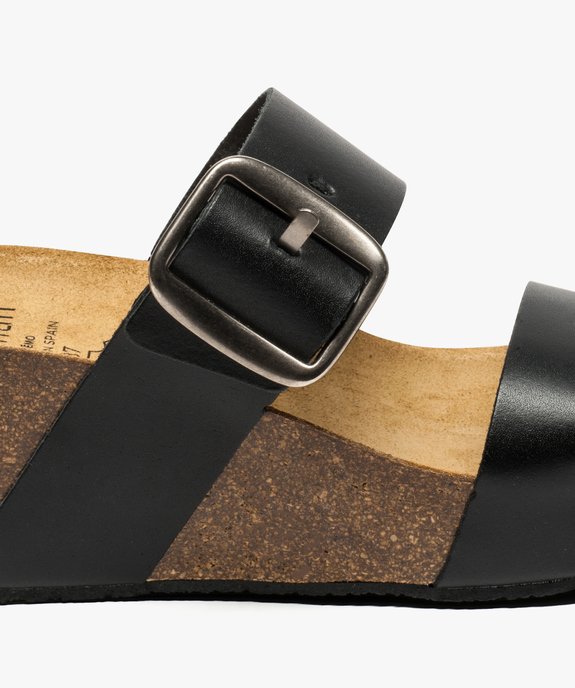 Mules femme à et talon compensé et larges brides en cuir vue6 - GEMO(URBAIN) - GEMO