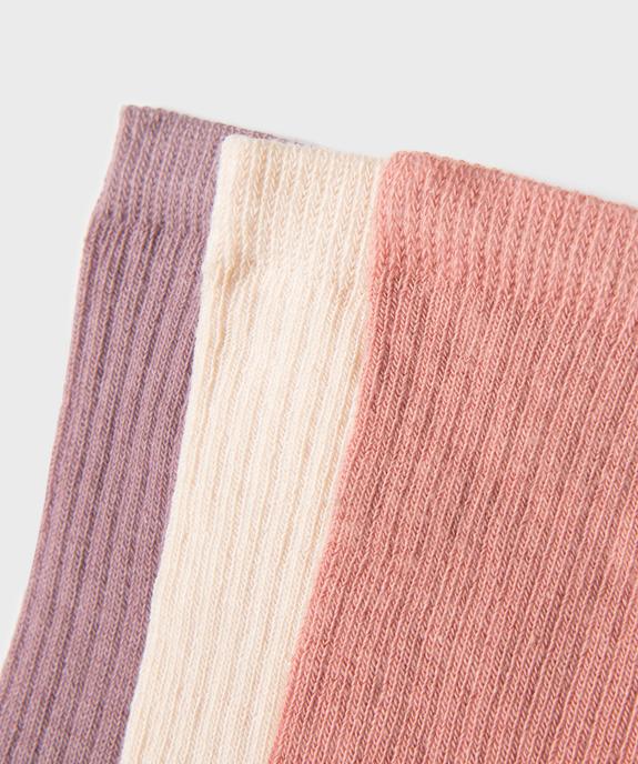 Chaussettes en maille côtelée fille (lot de 3) vue2 - GEMO 4G FILLE - GEMO