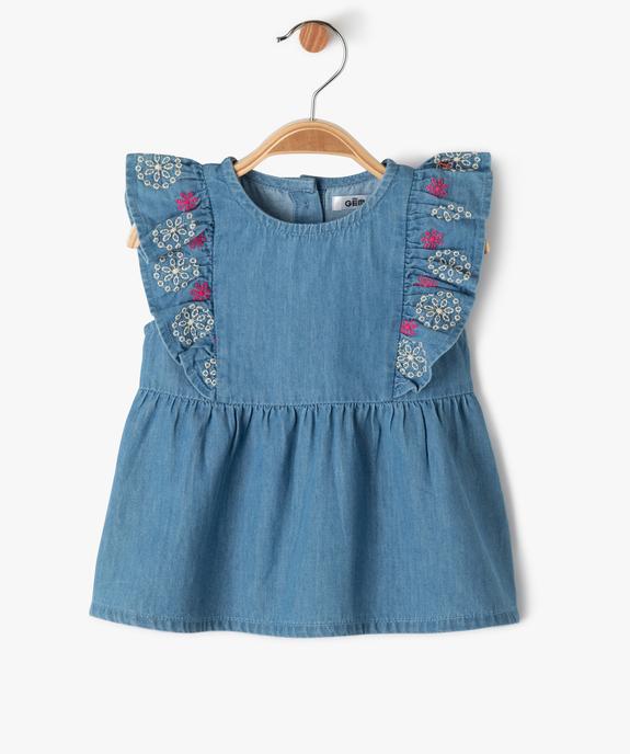 Blouse à manches courtes avec volants brodés bébé fille vue1 - GEMO(BEBE DEBT) - GEMO