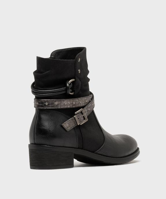 Boots femme à petit talon avec col effet plissé et brides fantaisie vue11 - EMILIA ROSA G4G - GEMO