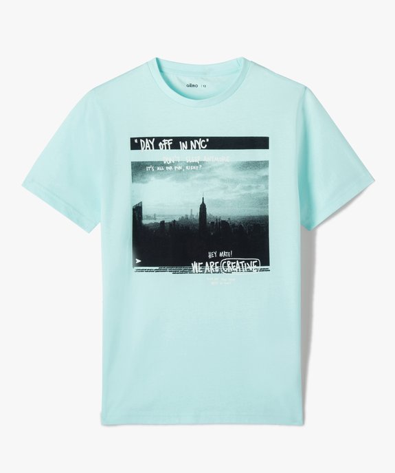 Tee-shirt à message manches courtes garçon vue1 - GEMO (JUNIOR) - GEMO