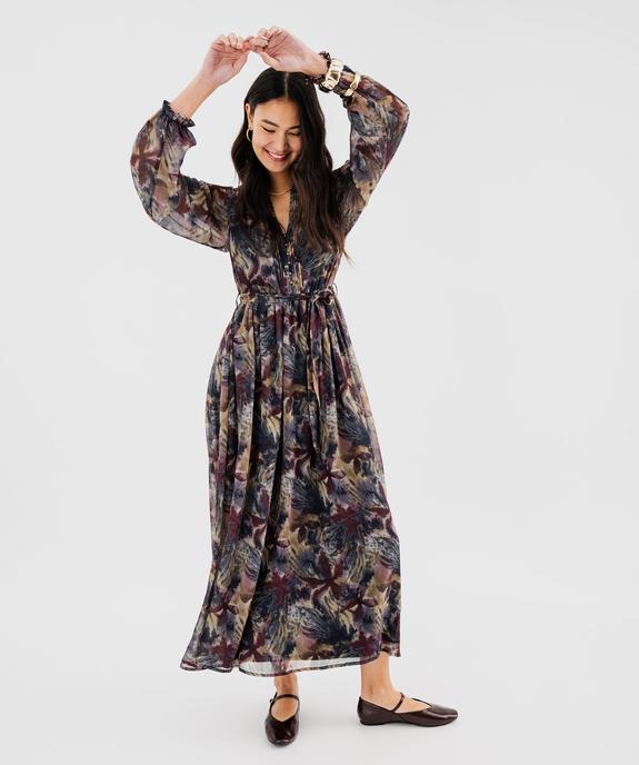 Robe longue en voile à motifs fleuris femme vue3 - GEMO 4G FEMME - GEMO