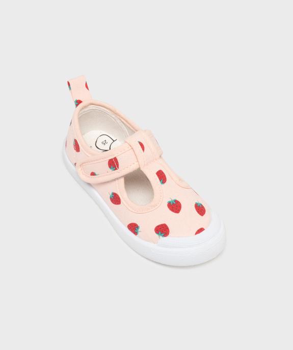Tennis babies en toile à motifs fraises fermeture scratch fille - Lovely Wings vue5 - LOVELY WINGS GEMO FOR GOOD - GEMO