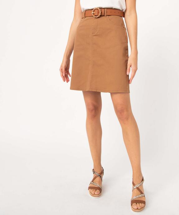 Jupe femme droite en toile denim vue1 - GEMO 4G FEMME - GEMO