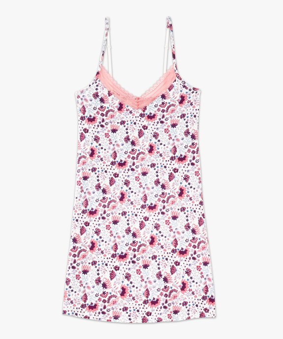 Nuisette en viscose avec col V dentelle et fines bretelles femme vue4 - GEMO 4G FEMME - GEMO