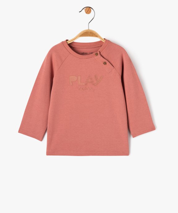 Tee-shirt manches longues en coton épais brodé bébé garçon vue1 - GEMO(BEBE DEBT) - GEMO