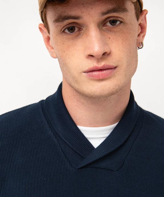 Pull col châle en fine maille côtelée homme vue3 - GEMO 4G HOMME - GEMO