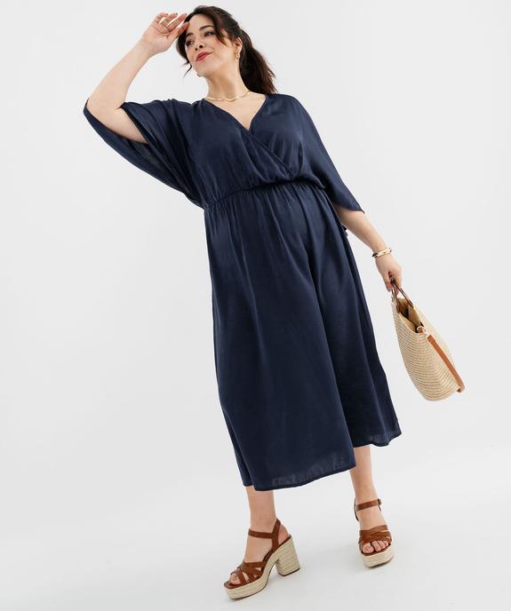 Robe longue en voile satiné à encolure cache-cœur femme grande taille vue1 - GEMO (G TAILLE) - GEMO
