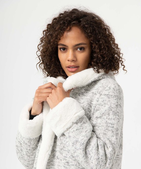 Manteau femme court en maille chinée avec capuche vue5 - GEMO(FEMME PAP) - GEMO