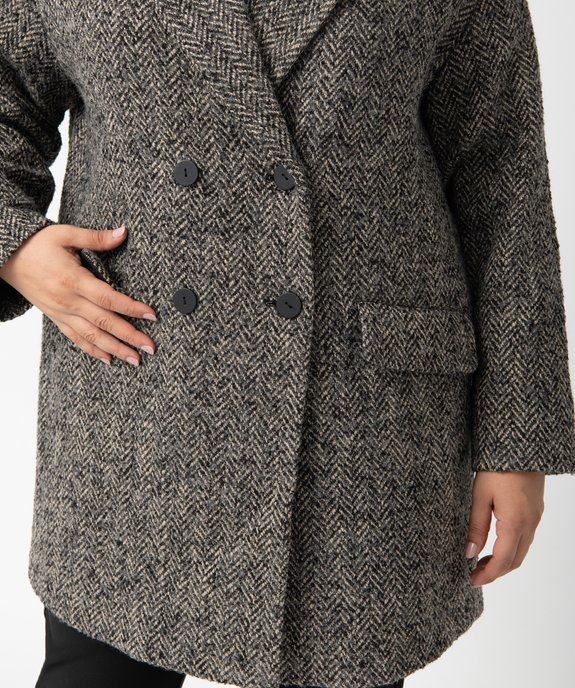 Manteau femme grande taille mi-long à chevrons vue2 - GEMO (G TAILLE) - GEMO