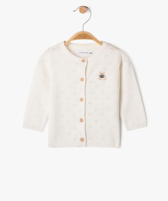 Gilet brassière en coton fin ajouré bébé - LuluCastagnette vue1 - LULU CASTAGNETTE G4G D - GEMO