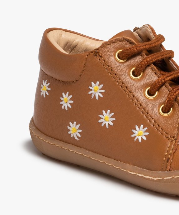 Bottillons premiers pas bébé fille dessus cuir à fleurs – NA! vue6 - NA! - GEMO