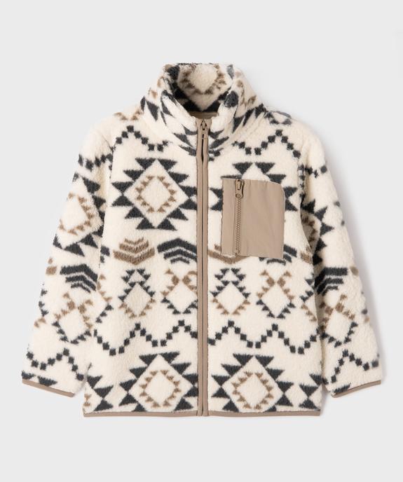 Sweat zippé à col montant en sherpa garçon vue2 - GEMO (ENFANT) - GEMO