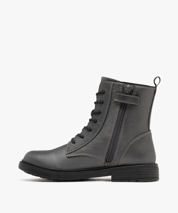 Bottines fille effet métallisé à zip et à lacets - Geox vue3 - GEOX - GEMO