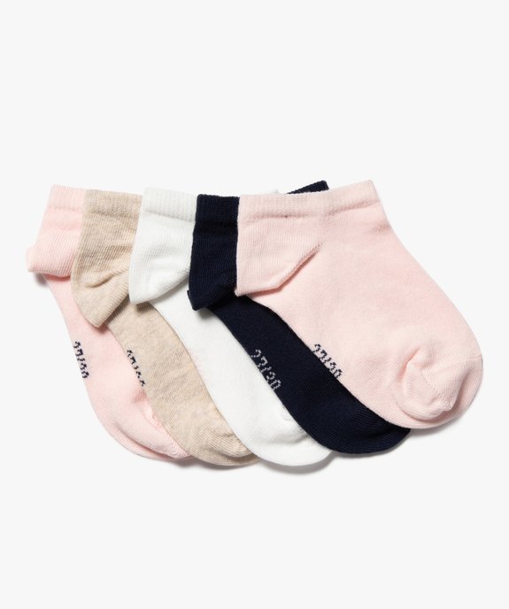 Chaussettes ultra courtes unies fille (lot de 5) vue1 - GEMO 4G FILLE - GEMO