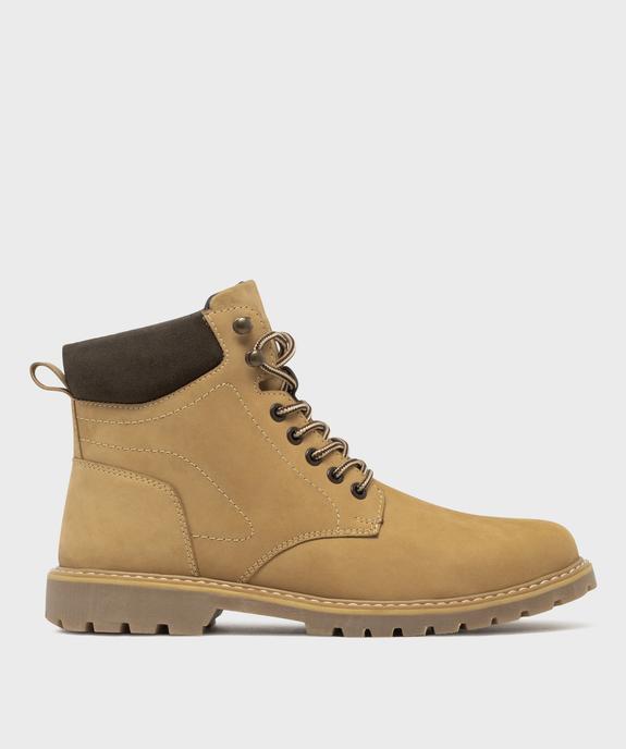 Boots dessus cuir avec semelle crantée homme - Tanéo vue1 - TANEO - GEMO
