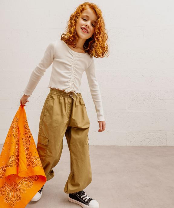 Pantalon cargo parachute en toile fine fille vue5 - GEMO 4G FILLE - GEMO