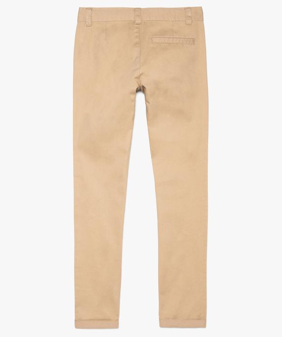 Pantalon chino garçon avec revers cousus en bas de jambe vue3 - GEMO (JUNIOR) - GEMO