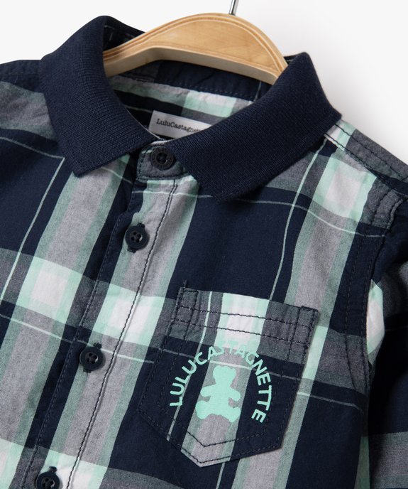 Chemise bébé garçon à manches longues et carreaux à col polo - Lulu Castagnette vue2 - LULUCASTAGNETTE - GEMO