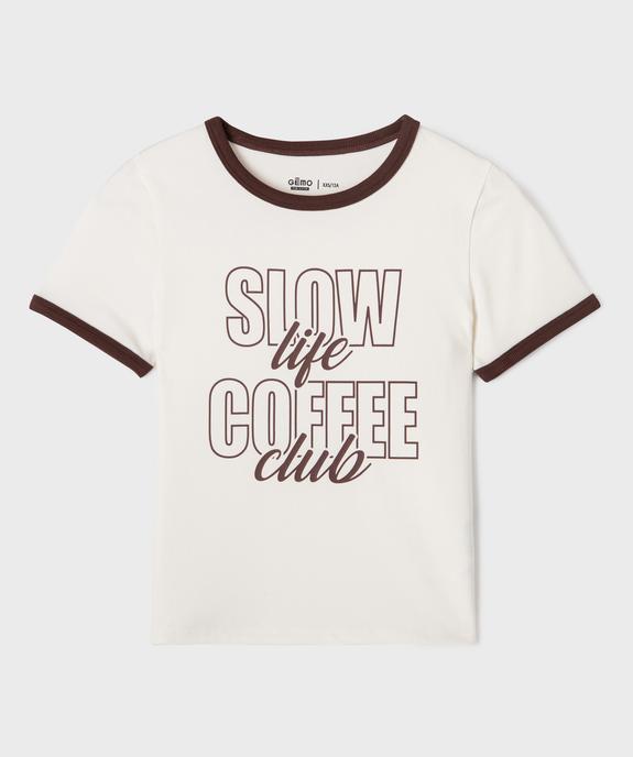 Tee-shirt manches courtes avec inscription fille vue3 - GEMO 4G FILLE - GEMO