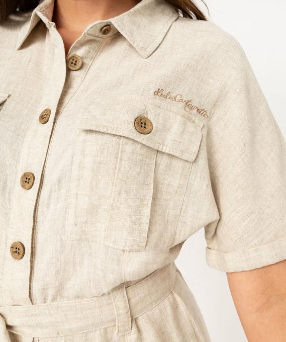 Combishort en lin look saharienne femme - LuluCastagnette - LULUCASTAGNETTE Combishort en lin look saharienne femme - LuluCastagnette vue3 - LULUCASTAGNETTE - GEMO