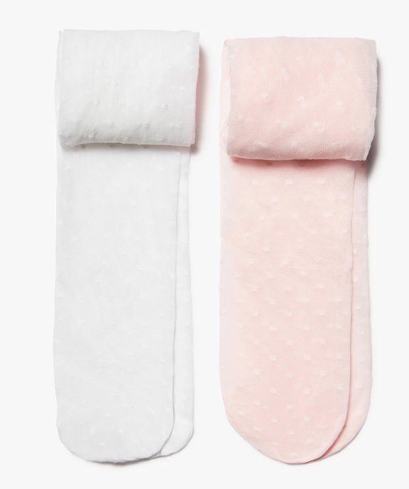 Collants bébé fille à motifs plumetis (lot de 2) vue1 - GEMO(BEBE DEBT) - GEMO