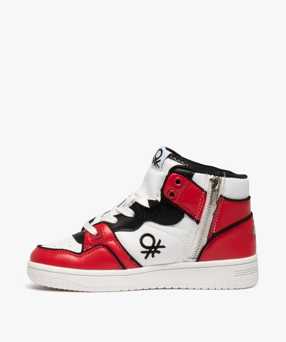 Baskets garçon mid-cut colorées à lacets et zip - Benetton vue3 - BENETTON - GEMO