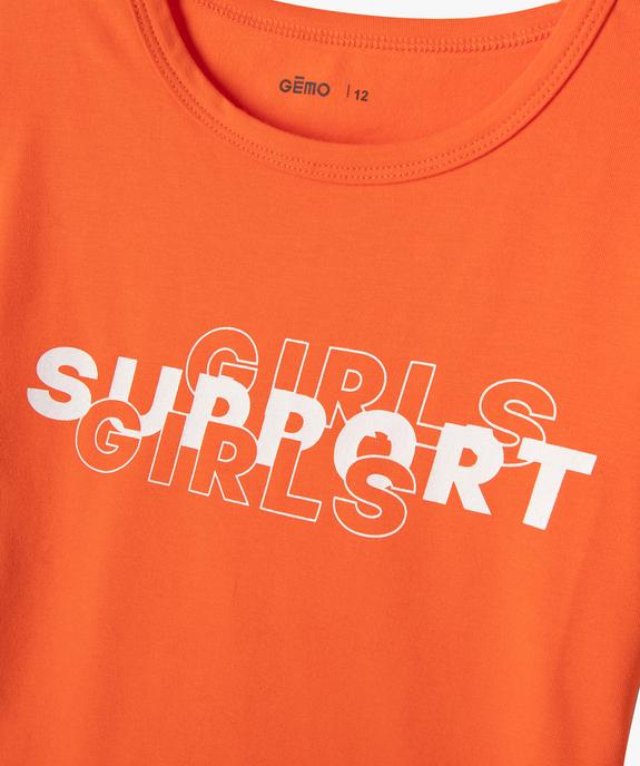Tee-shirt fille coupe courte avec message sur le buste vue2 - GEMO (JUNIOR) - GEMO