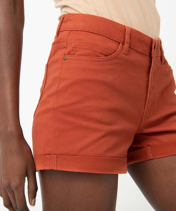 Short en coton stretch avec revers cousus femme vue2 - GEMO 4G FEMME - GEMO