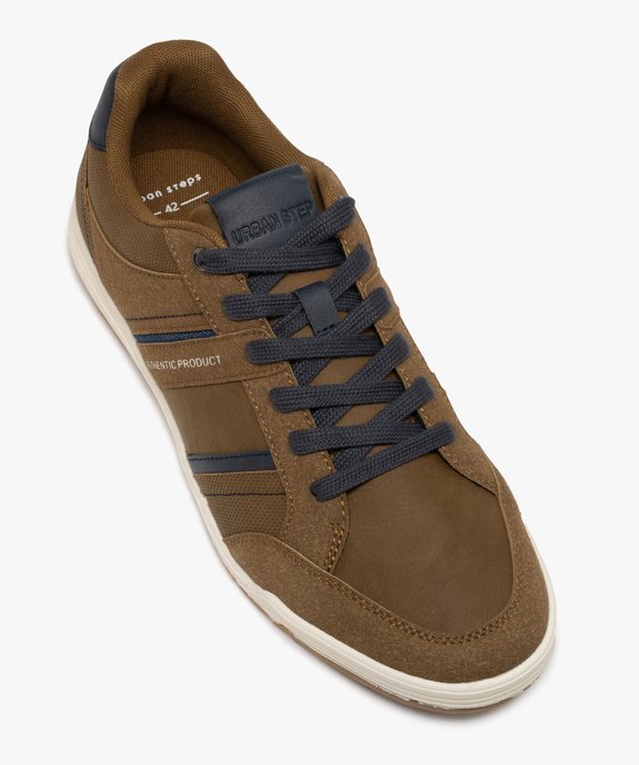 Baskets basses à lacets et jeu de matières homme vue6 - URBAN STEPS - GEMO