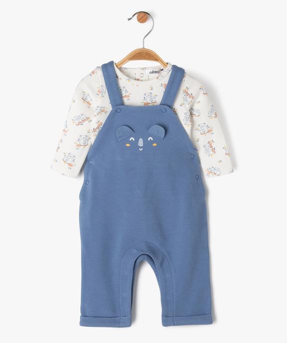 Ensemble 2 pièces salopette et body manches longues en jersey bébé vue1 - GEMO(BB COUCHE) - GEMO