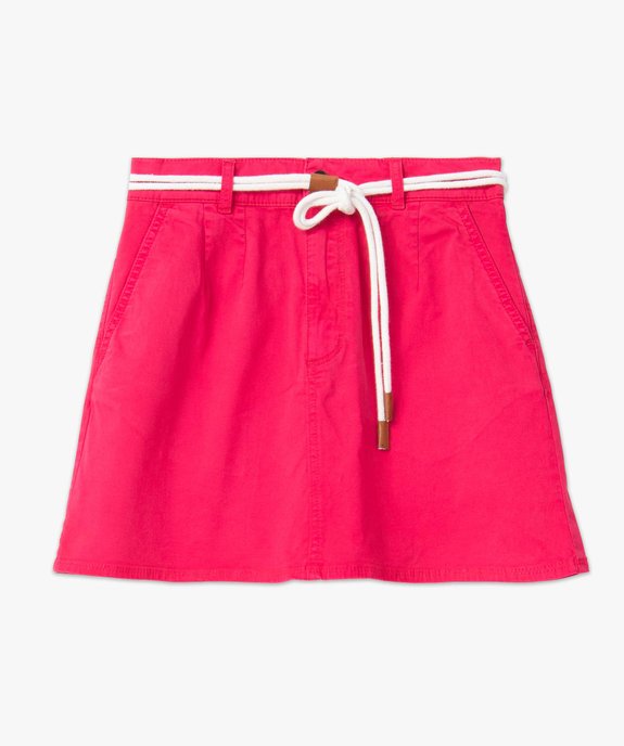Jupe femme en coton stretch avec ceinture cordelette vue4 - GEMO 4G FEMME - GEMO