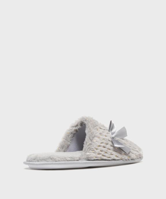 Chaussons mules en fourrure imitation à pois dorés femme vue4 - GEMO 4G FEMME - GEMO