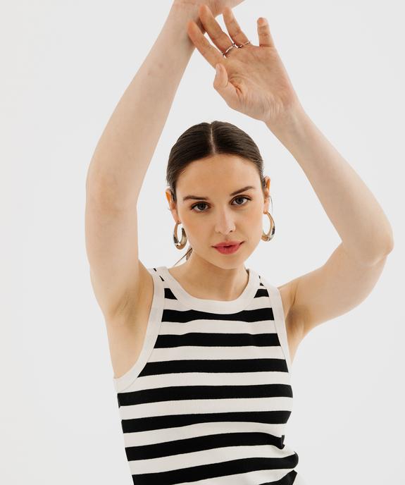 Débardeur en maille côtelée à rayures femme vue1 - GEMO 4G FEMME - GEMO