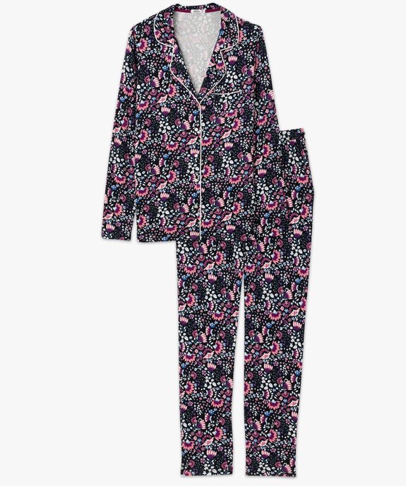 Pyjama deux pièces en viscose femme : chemise et pantalon vue4 - GEMO 4G FEMME - GEMO