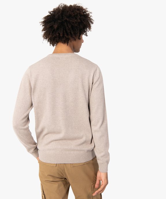 Pull homme à col rond en coton vue3 - GEMO (HOMME) - GEMO