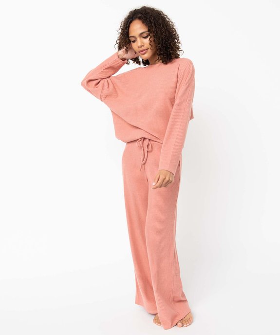 Haut de pyjama en maille côtelée femme vue5 - GEMO 4G FEMME - GEMO