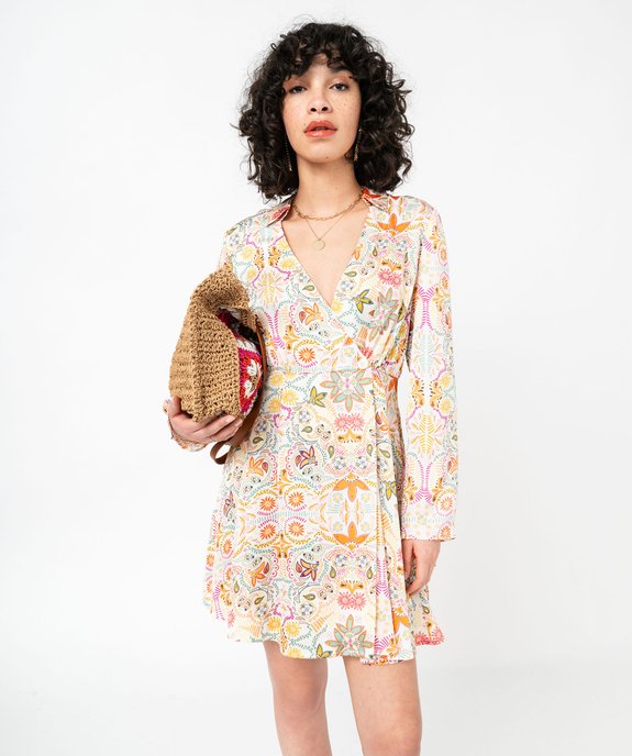 Robe portefeuille à motifs fleuris femme vue1 - GEMO(FEMME PAP) - GEMO