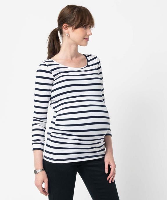 Tee-shirt de grossesse rayé à manches longues vue1 - GEMO 4G MATERN - GEMO