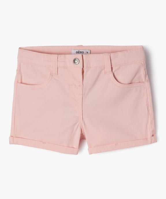 Short en coton stretch avec revers fille vue1 - GEMO (JUNIOR) - GEMO