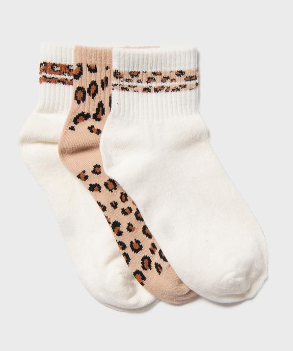 Socquettes avec motifs léopard fille (lot de 3) vue1 - GEMO 4G FILLE - GEMO