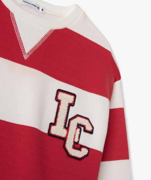 Sweat rayé avec motif en maille bouclette garçon - LuluCastagnette vue3 - LULU CASTAGNETTE GEMO FOR GOOD - GEMO